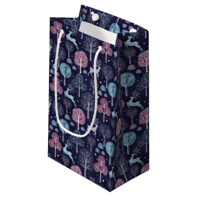 Sacola Para Presentes Pequena Modern Night Forest Deer (Frente inclinada)