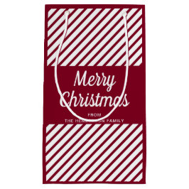 Sacola Para Presentes Pequena Modern Red Burgundy Strips Natal