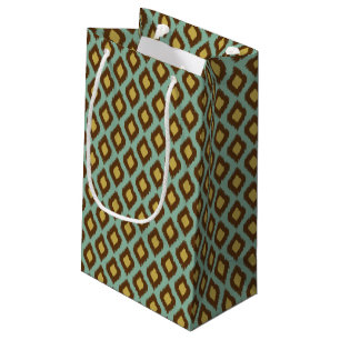 Sacola Para Presentes Pequena Moderno amarelo azul do ikat tribal moderno
