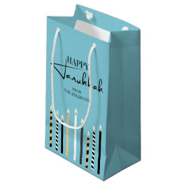 Sacola Para Presentes Pequena Moderno e feliz Hanukkah velas de Feriado Bag
