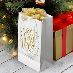 Sacola Para Presentes Pequena Moderno Script O Santo Natal