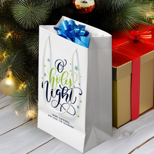 Sacola Para Presentes Pequena Moderno Script O Santo Natal