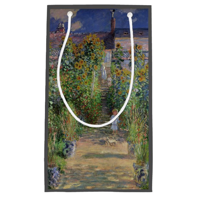 Sacola Para Presentes Pequena Monet Garden Vetheuil Impressionim Pintura (Frente)