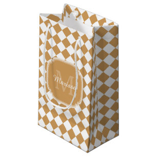 Sacola Para Presentes Pequena Monograma Amarelo Dourado Verificado Com Nome