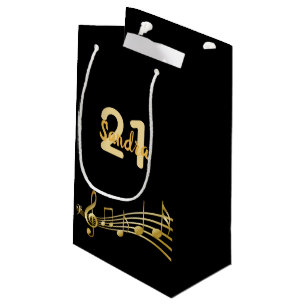 Sacola Para Presentes Pequena Monograma das notas de ouro preto festa de anivers