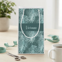 Monograma de Folha Tropical em Aquarela Verde Turq