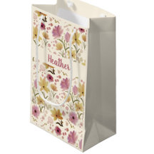 Monograma de Nome com Flor Silvestre Rosa em Aquar