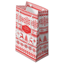 Sacola Para Presentes Pequena Monograma do padrão de isle vermelho de suor de Na