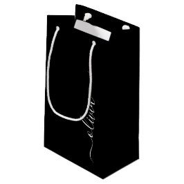 Sacola Para Presentes Pequena Monograma Elegante Minimalista Moderno Preto Branc