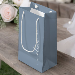 Sacola Para Presentes Pequena Monograma Moderno Minimalista Dusty Blue Elegante