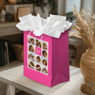 Sacola Para Presentes Pequena Monograma Personalizado de Colagem de Fotos do Ins
