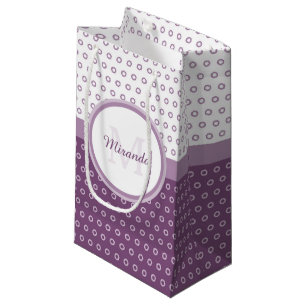 Sacola Para Presentes Pequena Monograma roxo e branco da modificação das
