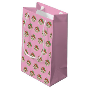 Sacola Para Presentes Pequena Morango coberto com chocolate branco