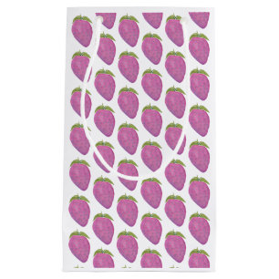 Sacola Para Presentes Pequena Morango cor-de-rosa-branca