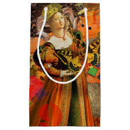 Sacola Para Presentes Pequena Mulher de Laranja de Áries: Colagem de Arte Antiga