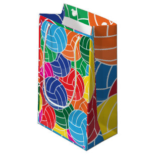 Sacola Para Presentes Pequena Multi colagem colorida do voleibol