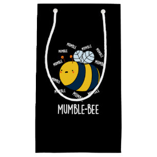 Sacola Para Presentes Pequena Mumble Bee Engraçado Inseto Pun Dark BG