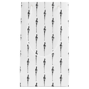 Sacola Para Presentes Pequena Música Motif Derretendo Treble Clef Preto e Branco