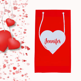 Sacola Para Presentes Pequena Namorados Vermelho Mínimo Moderno Personalizado