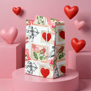 Sacola Para Presentes Pequena Namorados Vintage Cupid e Carimbos