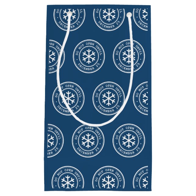 Sacola Para Presentes Pequena Não Abrir Até 25 De Dezembro Banho Azul Do Present (Frente)