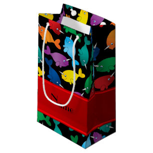Sacola Para Presentes Pequena Narwhals pretos conhecidos personalizados do