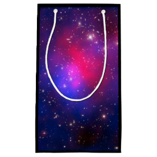 Sacola Para Presentes Pequena NASA azul do espaço do rosa das galáxias do