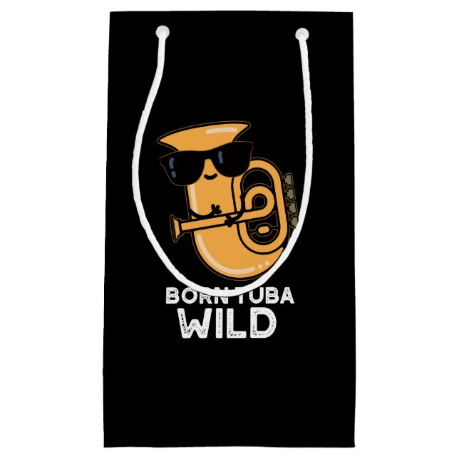 Sacola Para Presentes Pequena Nascer Tuba Música Engraçada Wild Pun Dark BG (Frente)