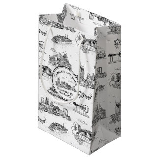 Sacola Para Presentes Pequena Nashville Toile Preto e Branco