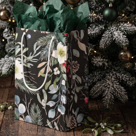 Sacola Para Presentes Pequena Natal Botânico Alegre Personalizado