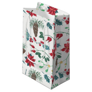 Sacola Para Presentes Pequena Natal Botânico Tradicional