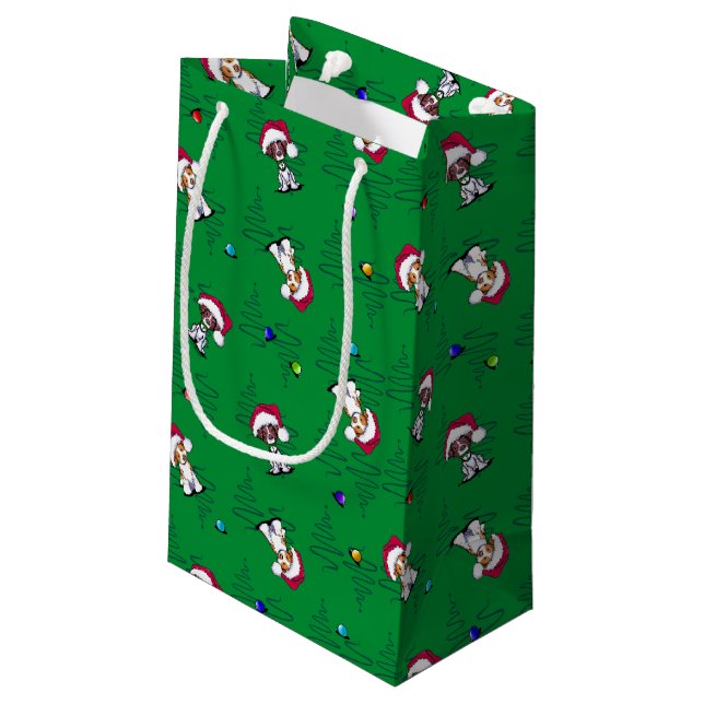 Sacola Para Presentes Pequena Natal Brittanies (Verso inclinado)