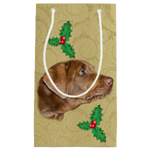 Sacola Para Presentes Pequena Natal, cão de labrador retriever
