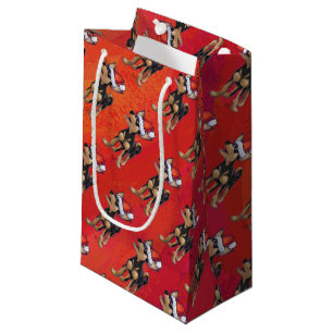Sacola Para Presentes Pequena Natal da chihuahua no vermelho