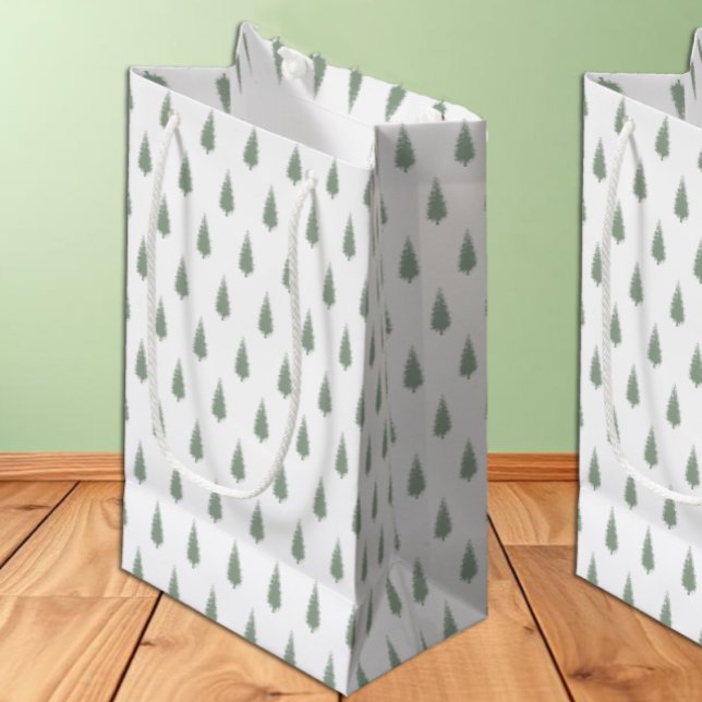 Sacola Para Presentes Pequena Natal das Árvores da Madeira (Criador carregado)