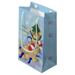 Sacola Para Presentes Pequena Natal do gato do gatinho