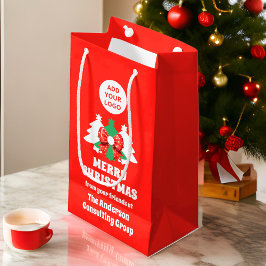 Sacola Para Presentes Pequena Natal do logotipo de empresa moderno editável