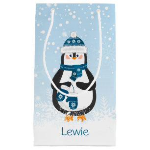 Sacola Para Presentes Pequena Natal dos babay bonitos do pinguim o ø