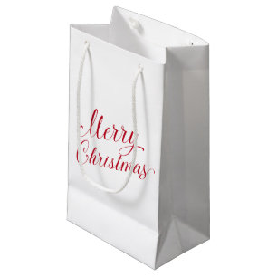 Sacola Para Presentes Pequena Natal Elegante de Script Vermelho Moderno Simples
