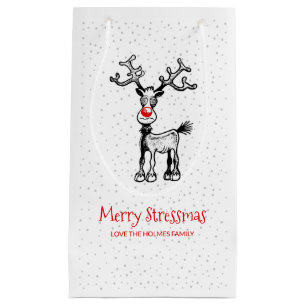 Sacola Para Presentes Pequena Natal estressante com Rudolf