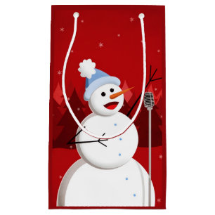 Sacola Para Presentes Pequena Natal feliz do boneco de neve do canto