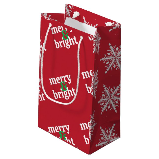 Sacola Para Presentes Pequena Natal "Feliz e Brilho" (Verso inclinado)