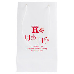 Sacola Para Presentes Pequena Natal Ho Ho Ho Ho Data do nome personalizado verme