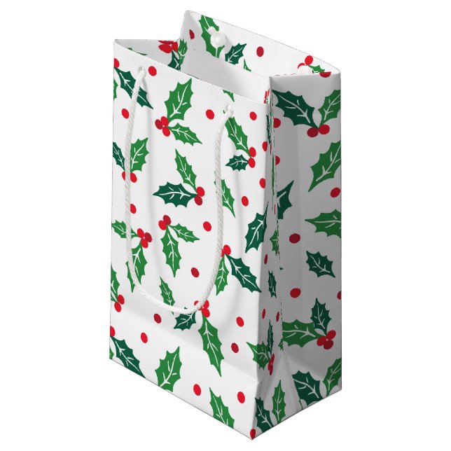 Sacola Para Presentes Pequena Natal Holly Gift Bag (Frente inclinada)