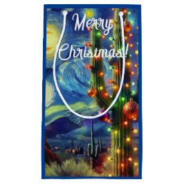 Sacola Para Presentes Pequena Natal no Deserto Sudoeste Saguaro Cactus