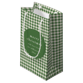 Sacola Para Presentes Pequena Natal Personalizado com Xadrez Ginga Verde Nome