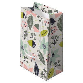 Sacola Para Presentes Pequena Natal Poinsettia Acorns Cinza Aqua Verde limão