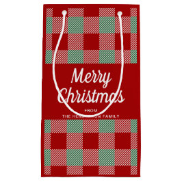 Sacola Para Presentes Pequena Natal Russo Vermelho E Xadrez Verde