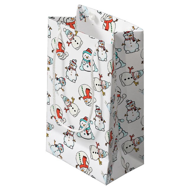 Sacola Para Presentes Pequena Natal Snowman White (Frente inclinada)