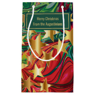 Sacola Para Presentes Pequena NATAL STARS Abstrato Vermelho Verde Personalizado
